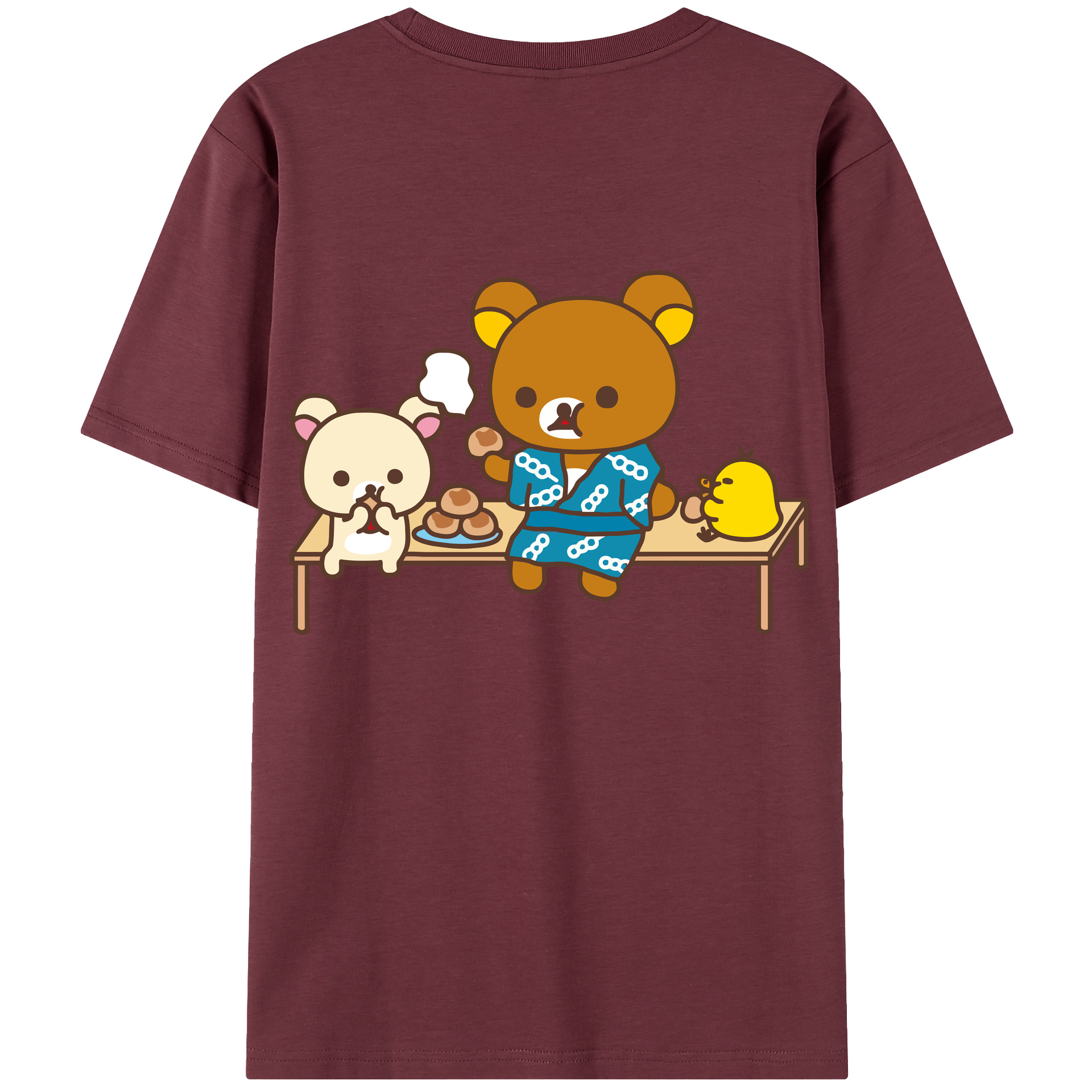 （画像用） リラックマ リラックマ キイロイトリ Rilakkuma Korilakkuma Kiiroitori 綿100％半袖Tシャツ（背面プリント）